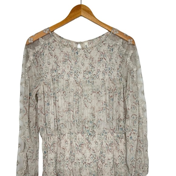 Free People Womens Floral Charlotte Midi Dress Size Medium Lace Lined - Picture 6 of 14